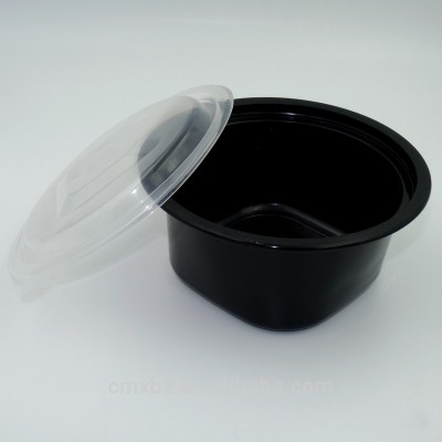 Round top square bottom large pp cheap black plastic bowls